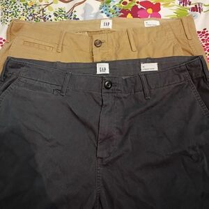 GAP 2 Pair Straight Khaki Cropped Pants Blue and Tan Size 16